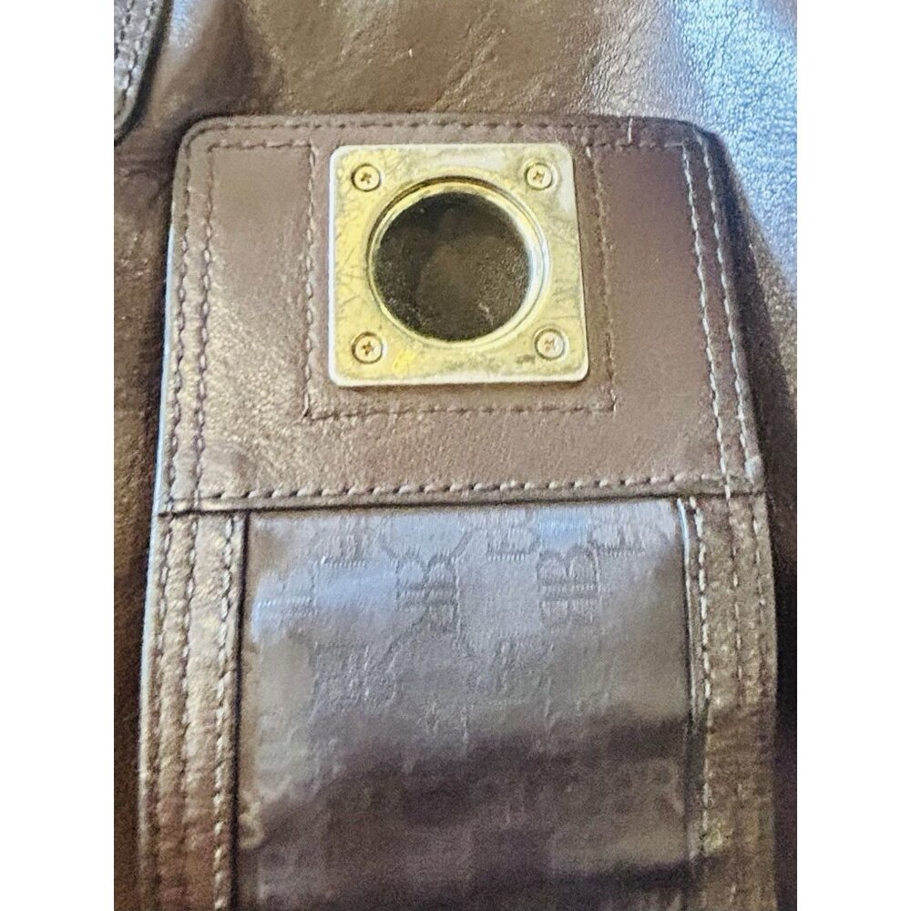 Banana Republic Brown Leather Bucket Tote Shoulder Bag Hobo Brass - Picture 12 of 15